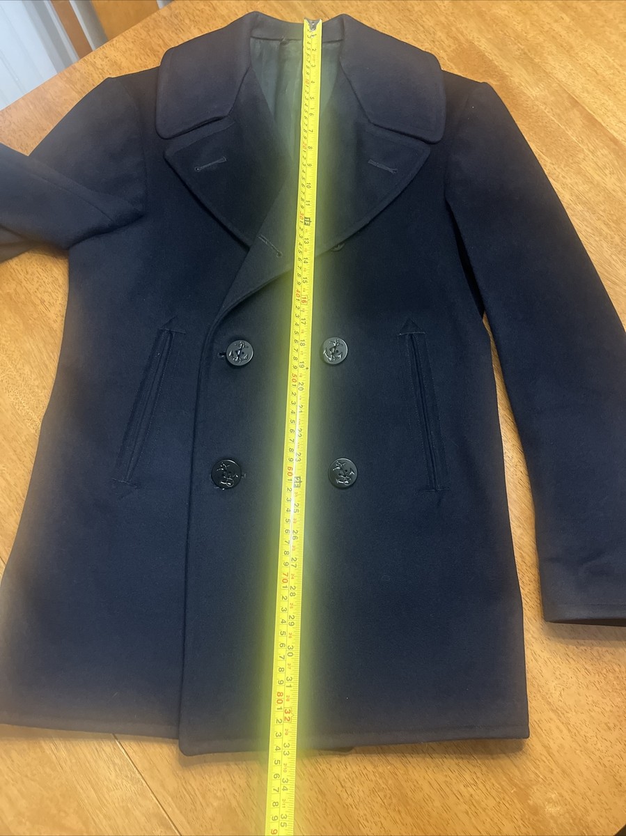 Vtg 60s US Navy Pea Coat Mens 36 R Wool Jacket DA-36-243-QM