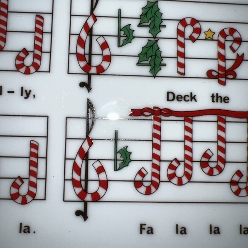 Vintage Plate Christmas Candy Cane Music Notes Deck The Halls Ron Gordon Japan - Picture 7 of 8