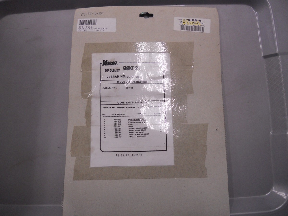 NOS Vesrah Complete Gasket Set Fits: Kawasaki 2001-2013 KX85 VG