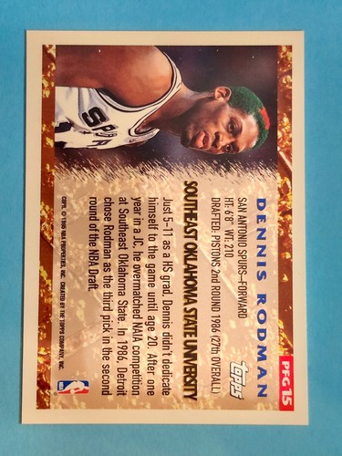 1995-96 Topps Pan For Gold Dennis Rodman San Antonio Spurs #PFG15 ๐ - Picture 2 of 2