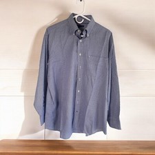 Tommy Hilfiger Men's Button-down Dress Shirt Blue And White Check Size 16 32-33