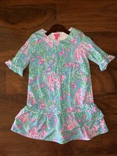 Lilly Pulitzer Girl XL 12-14 Amalfi Blue BEST FISHES KAILYN DRESS Terry Knit