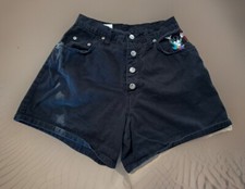 Mickey Unlimited Jerry Leigh Vtg Embroidered Black High Rise Shorts Women s 26
