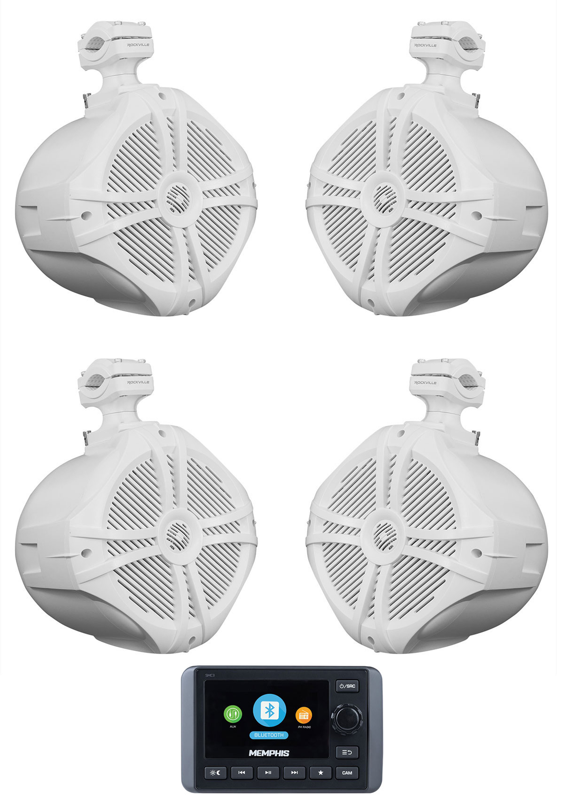 Многозонный морской Bluetooth-приемник Memphis SMC34 8 белых динамиков для вейкборда