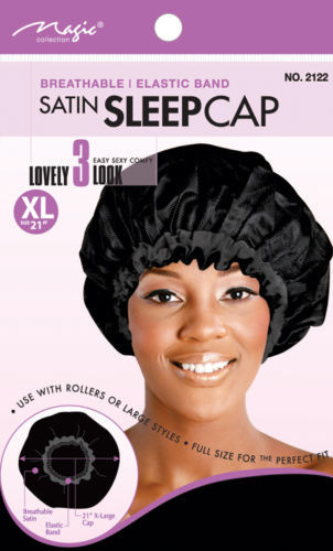 Magic Collection Satin Sleep Cap Breathable Elastic Band XL 21/" # 2122AST**