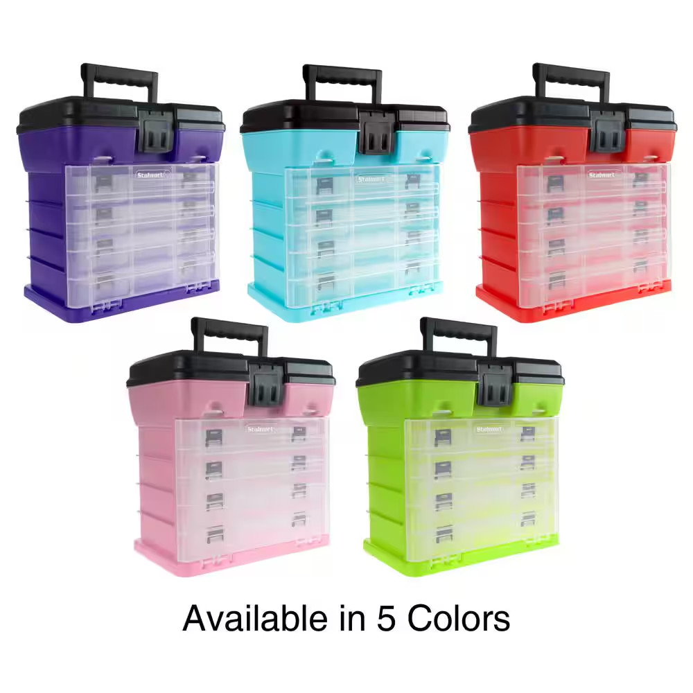 Stalwart Small Parts Organizer Tool Storage Tray Box Bin 5 Compartment Purple