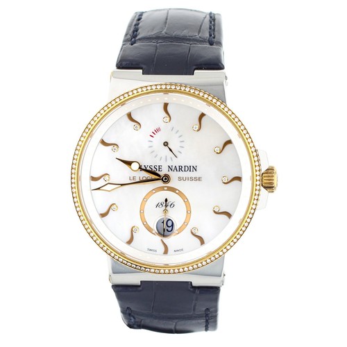 ULYSSE NARDIN MAXI MARINE MOTHER OF PEARL DIAMOND DIAL TWO TON...