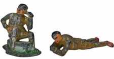 Vintage Painted Large Toy Soldiers Missing Their Hats
