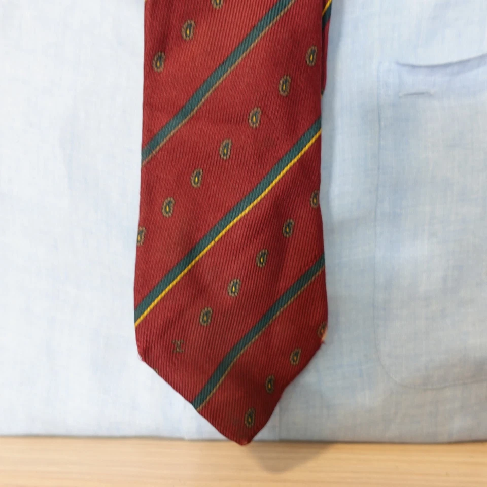 Chanel Paris Corbata Cuello Hombres Rojo Paisley Rayas Seda Clásico Foulard Borgoña Logo Foto 2 de 4