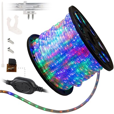 Multi-RGB LED Rope 150ft Flexible DIY Lighting Outdoor Christmas Xmas Extendable