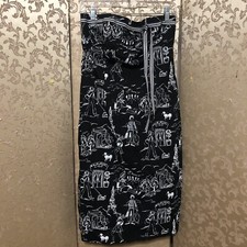 Ruth Vintage Y2K Black White Paris Women Novelty Print Strapless Dress Size 8