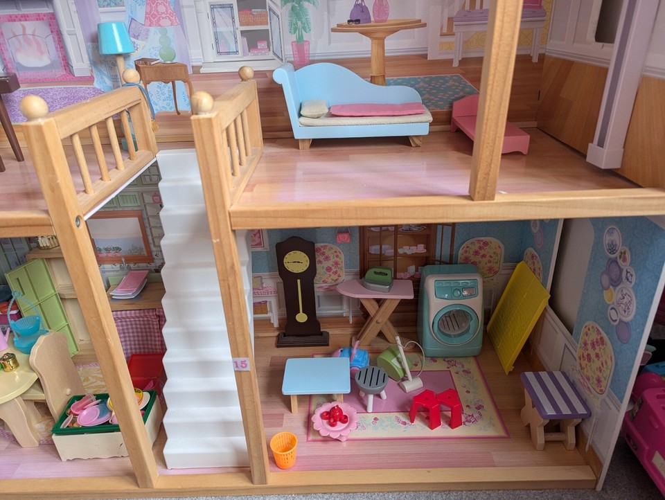 Barbie Sized Dolls House With Furniture, Dolls And Accessories eBay