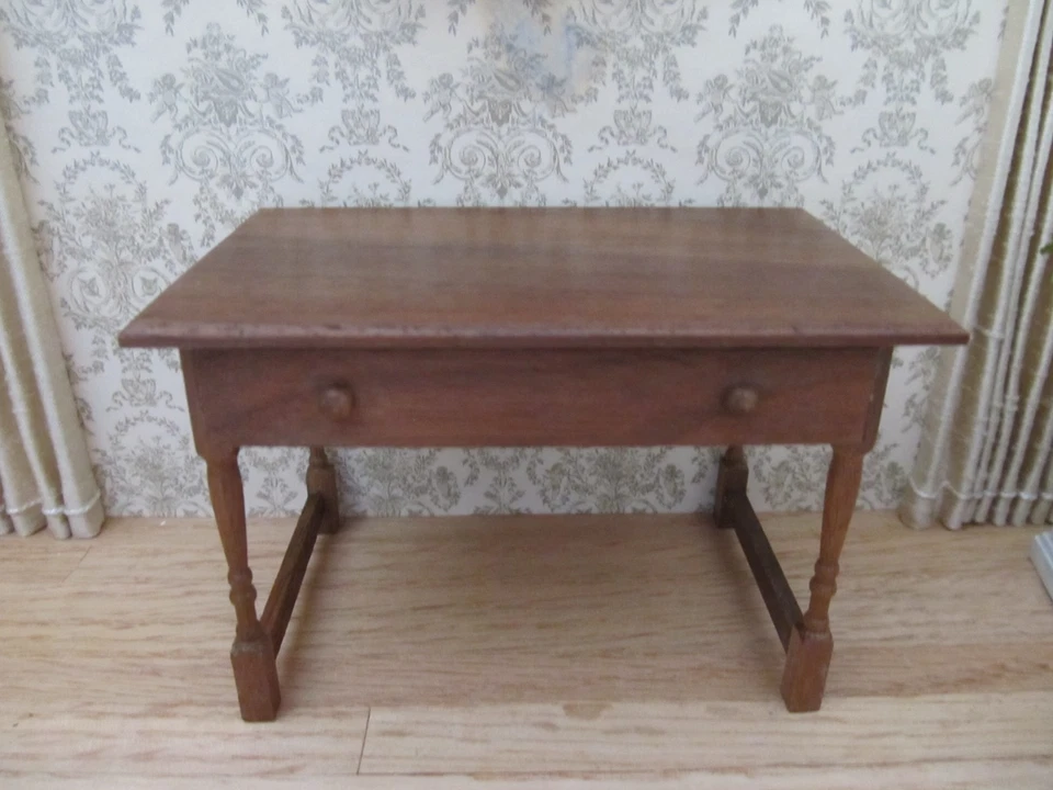Artisan Judy Beals Kitchen Table Work Writing Desk Vint Dollhouse Miniature 1:12 - Image 2 of 4