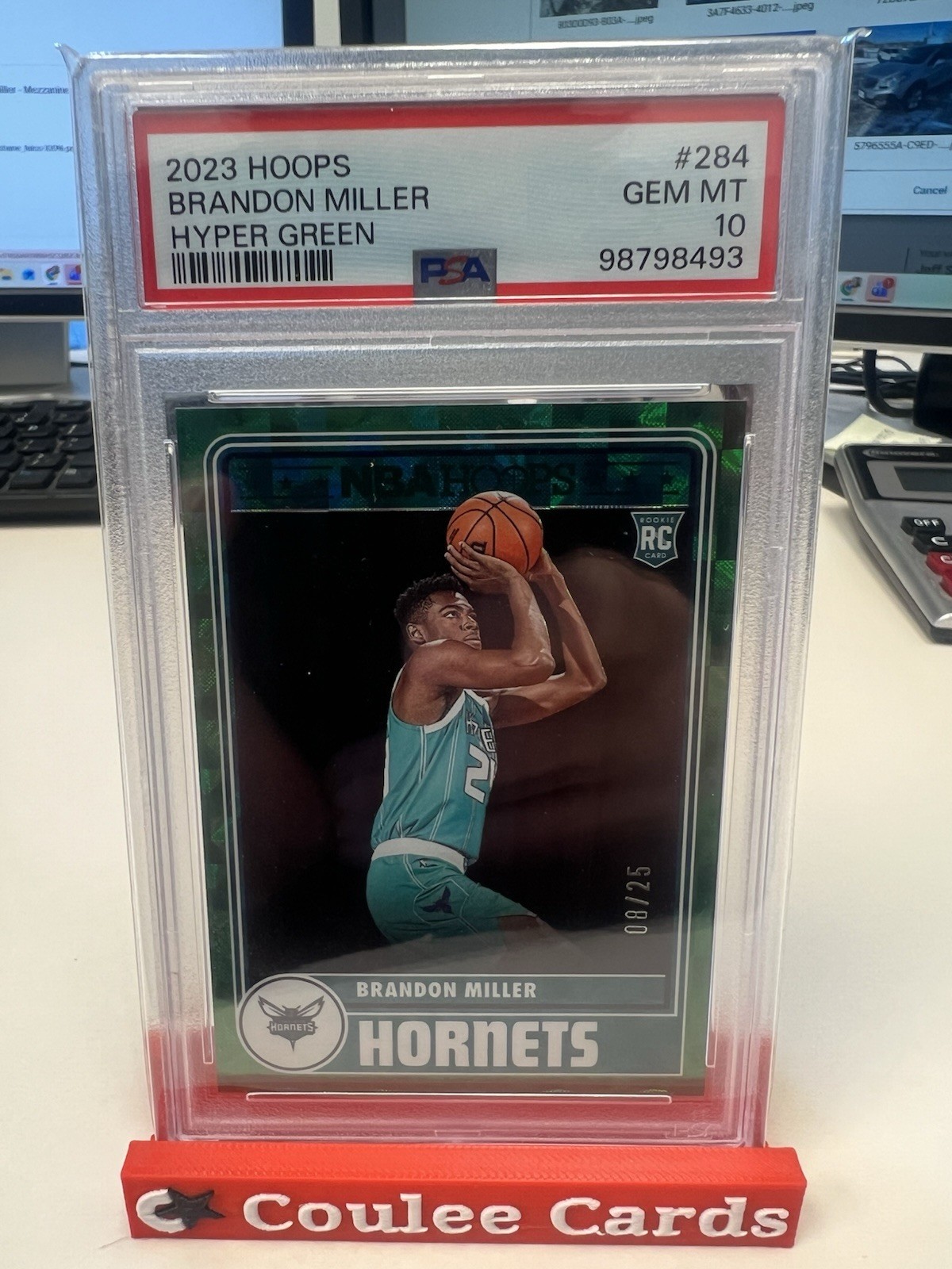 2023-24 Panini NBA Hoops - Hoops Tribute Brandon Miller #284 Hyper Green /25  RC