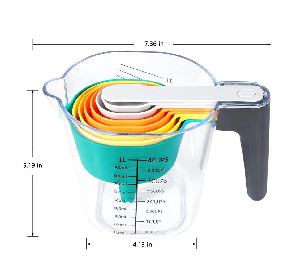 19 Pieces Measuring Cups and Spoons set, Includes 10 Stackable Measuring Cup ... - Image 3 of 4