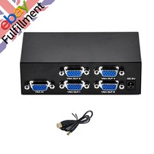4 Port VGA Splitter 1 in 4 out VGA Video HD 200MHz With power For VGA Adpater