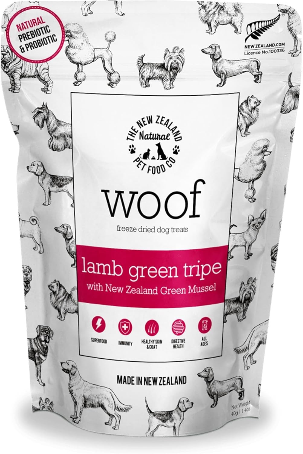 The New Zealand Natural Pet Food Co WOOF Freeze Dried Dog Treats - Lamb Green Tr