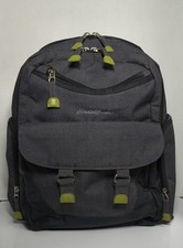 Eddie Bauer Crosstown Backpack Diaper Bag Attach To Stroller Gray Black Green