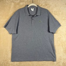 Lacoste Mens Grey Pique Cotton Short Sleeve Polo Shirt Size 6 XL Crocodile Logo