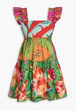 FARM RIO Foliage Mix Mini Dress; Tropical Print; Sz: S; $198