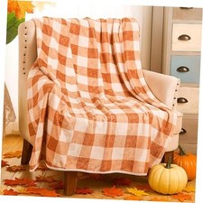 Buffalo Throw Blanket Orange Check Blanket, 50 x 60 Inch Plaid