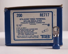 120 NEW THOMAS & BETTS STA-KON RE717 RING TERMINAL CONNECTOR NYLON #6AWG, 1/4"