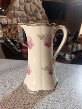 Antique Sevres Porcelain Water / Chocolate Pitcher Roses and Gold Design 19th C