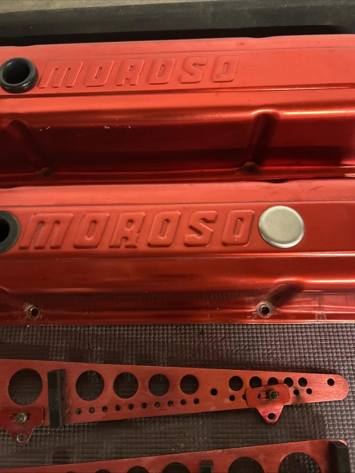 vintage racing red moroso valve covers sbc 302 327 350 377 383 400 406 drag race - Image 3 of 4