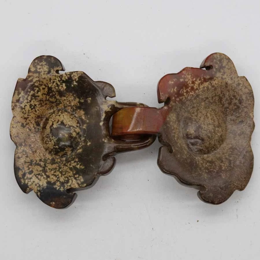 Cultura oriental china tallado cabeza de bestia de jade pluma venas broche de blet C300 Foto 4 de 4