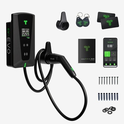 techtron EV11 EVO | 11kW Typ 2 Smart Home EV Ladegerät Schwarz WiFi Bluetooth RFID