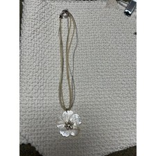 Necklace - floral with faux pearl/rhinestone center