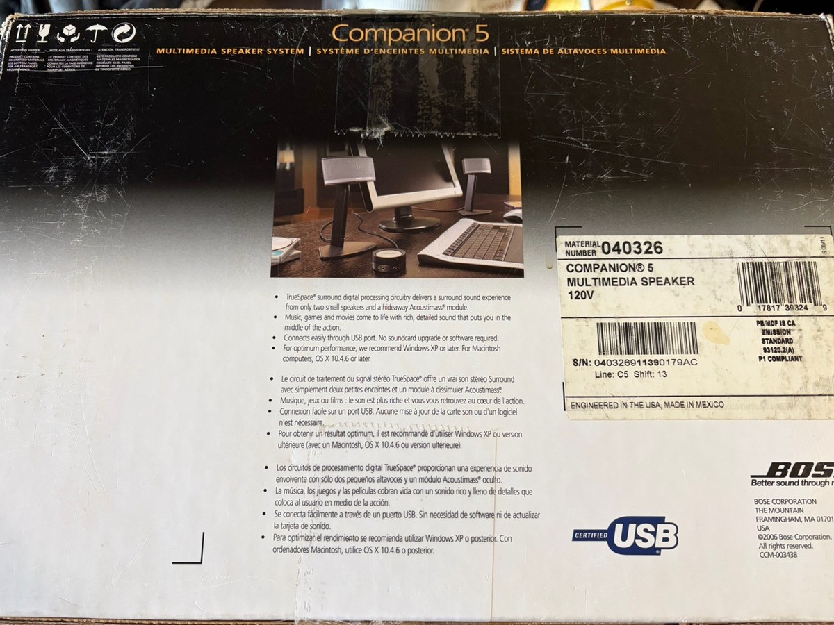 Bose Companion 5 Multimedia Speaker System in Black/Silver 040326