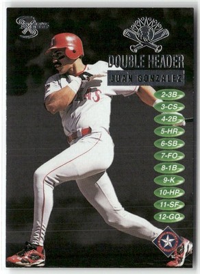 1998 SKYBOX DUGOUT AXCESS DOUBLE HEADER JUAN GONZALEZ TEXAS RANGERS #7