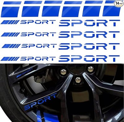 14-Piece Reflective Car Decal Sticker Set for Wheel Rim, Rear Bump Color: Blue