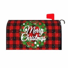 Merry Christmas Mailbox Covers Magnetic Standard Size 18 X 21 Winter Xmas Wre...