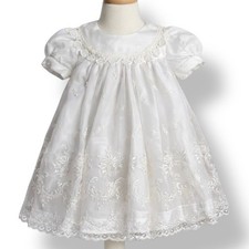 Vintage Popaye's White Lace Baby Dress Made In USA Christening Baptism Holiday