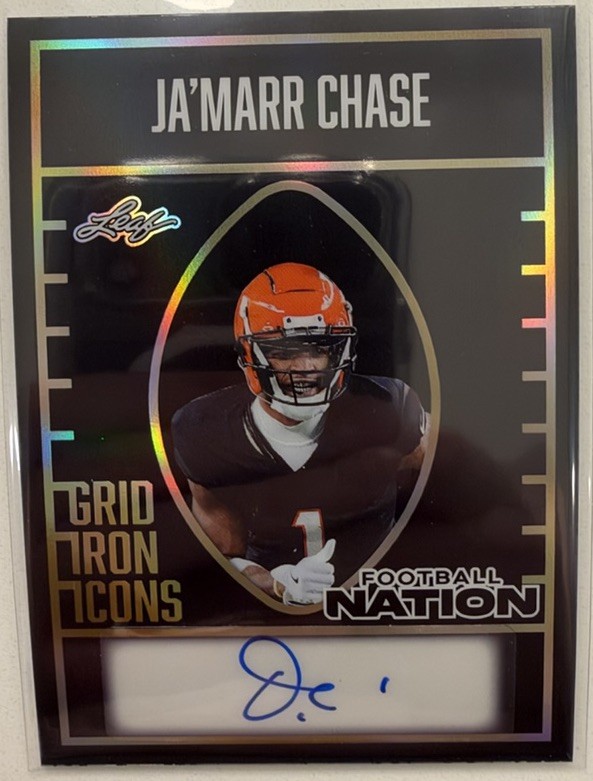 2025 Leaf Football Nation Gridiron Icons Black Auto 1/1 Ja'Marr Chase #GA-JMC