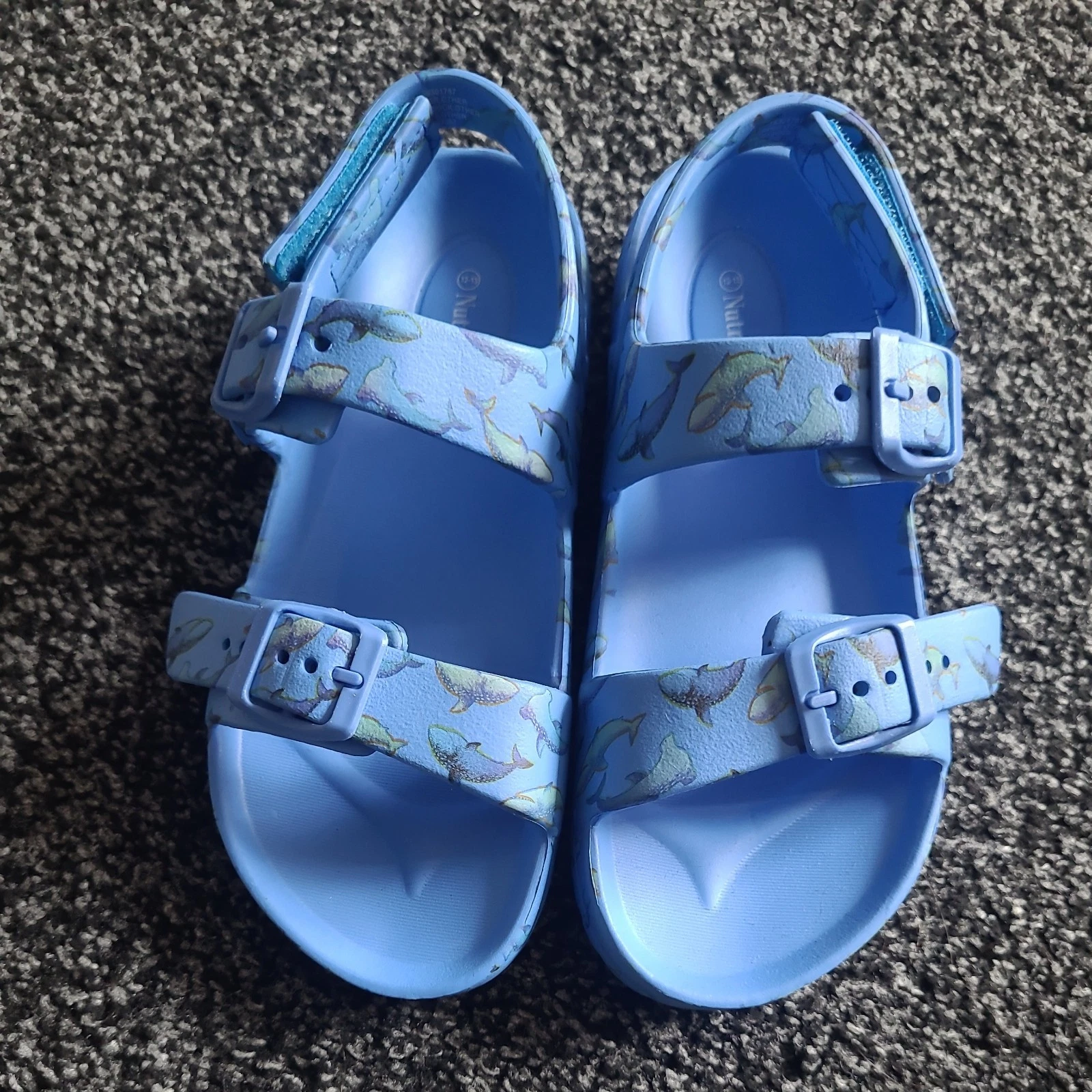 ADIDAS Sandali blu ragazzo TAGLIA 12 13 con cinturino regolabile dietro e davanti. NUOVO