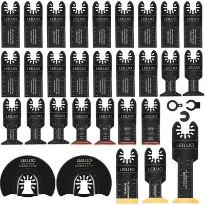 LEILUO 32 teiliges Oszillierende Multitool Sägeblätter Holz Nägel CrV & Titan