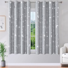 100 Blackout Star Curtains for Kids Room Nursery 2 Panel Sets 63 Inch Length...