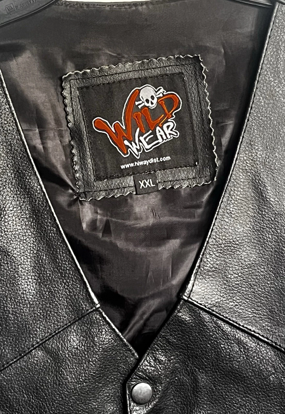 Leather Vest Men’s Wild Wear 100% Black XXL - product detail image 3