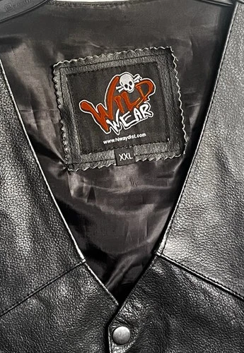 Leather Vest  Men’s Wild Wear 100%  Black XXL image 3