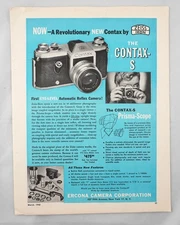 1950 Zeiss Ikon Contax-S Camera Pop Ad Page Vintage Contax SLR Promo 8.5’’x11”