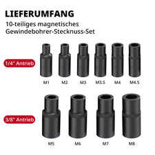 10-tlg. Gewindebohrer-Adapter mit Ratsche 1/4...
