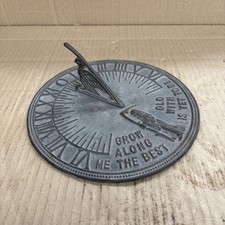 Brass Antique Vintage Sundial Bird Grow Old Along With Me The Best Is Yet To Be