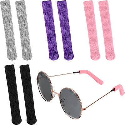 4 Pairs Soft Cotton Eyeglass Ear Cushions Anti-Slip Comfort Temple Sleeves