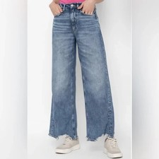 American Eagle Super High Rise Baggy Wide Leg Distressed Jeans Women  s 8 Regular