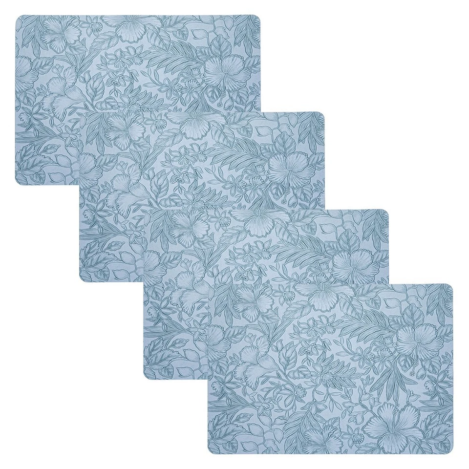 Elegant Floral PU Leather Placemats 4pcs Set Washable Heat Resistant for Dining - Image 2 of 3