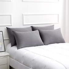 Cotton Pillow Protectors/Cases Queen Size with Zipper 4 Pack Grey Color,Cooli...