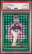 PSA 10 Dallas Turner 317 Green Football 2024 Panini Mosaic